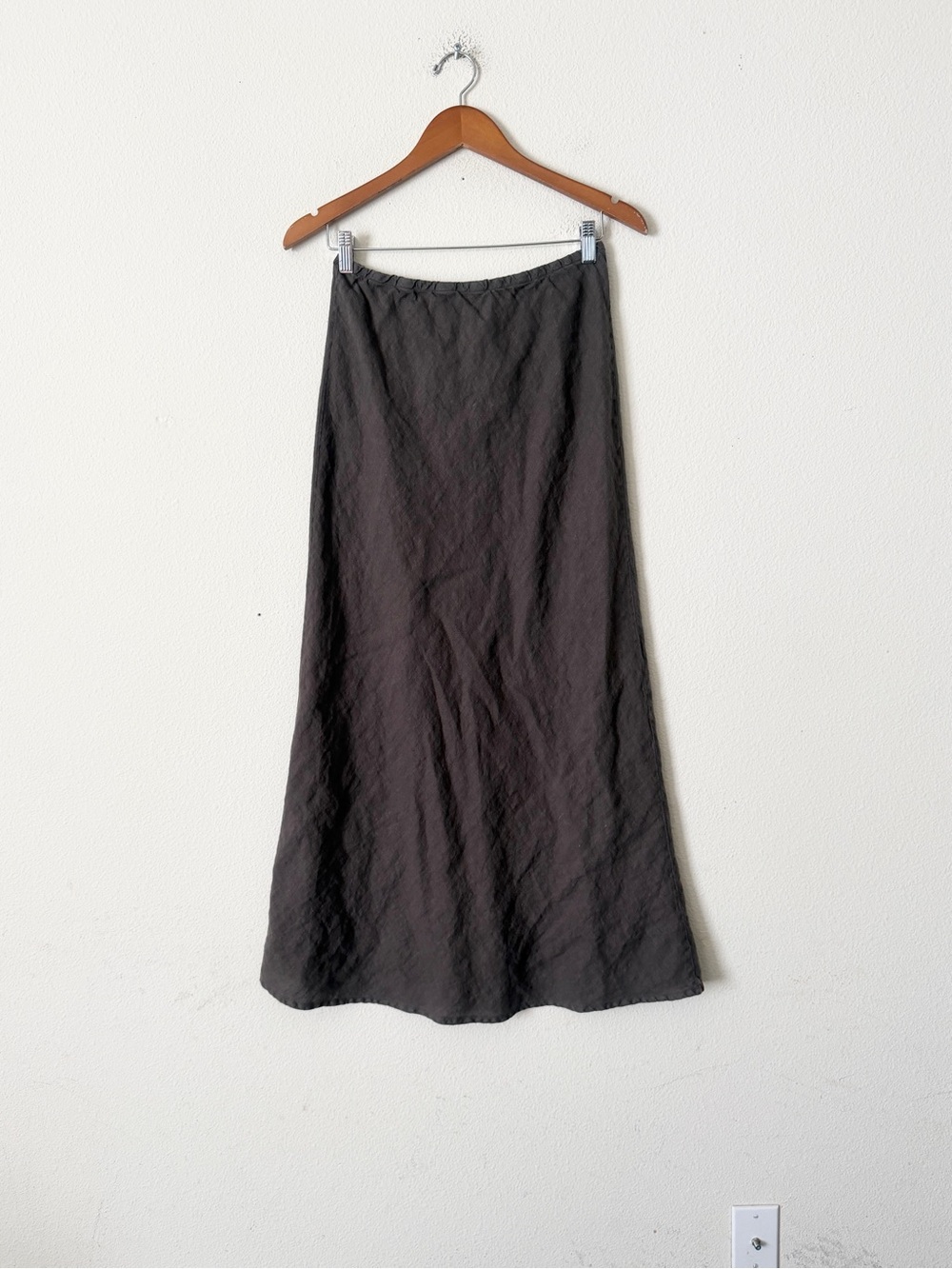 Bryn Walker SMALL 100% linen brown Aline maxi skirt